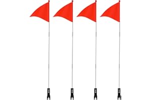 Yaegoo 4 Sets 6Ft Bike Safety Flag with Pole & Mounting Bracket, Adjustable Height Height Visibility Bicycle Safety Flag Doub