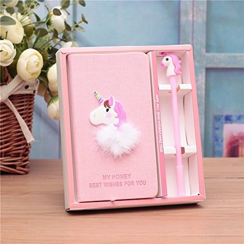 Jia Jia Trade Unicorn Diary with Pen Set,Lovely Pink Unicorn Journal－Ideal Birthday Gift for Girls of 3 4 5 6 7 8 9 10 Years Old (Style 1)