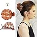 RC ROCHE ORNAMENT Womens Shell Dome Round Circle Stylish Plastic Strong Grip Hinge Side Slide Bun Maker Clips Girls Beauty Accessory Hair Clip, 6 Pack Count Medium Brown