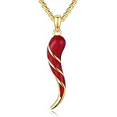 XIXLES Italian Horn Necklace 925 Sterling Silver Cornicello Lucky Pendant Necklaces Jewelry for Men Women with 316L Stainless Steel Chain and Gifts Box