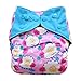 One Size Reusable Charcoal Bamboo Cloth Pocket Diapers, 6-pack Bundle Set + 12 Inserts (Girl Prints)