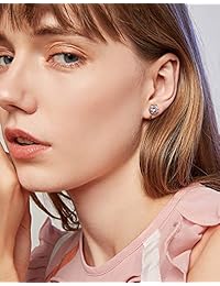 Pendientes de oro rosa de 14 quilates con circonita cúbica de 1,5 quilates   0.295 in de corte redondo de diamantes de imitación