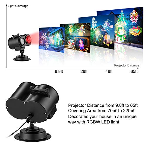 PRYMAX 【2019 Upgrade Holiday Lights Projector, Holiday Decorations Lights 2 in 1 Ocean Wave with Moving Patterns LED Landscape Lights with RF Remote Waterproof for Party, Garden,16 Slides 10 Color - Thumbnail 4