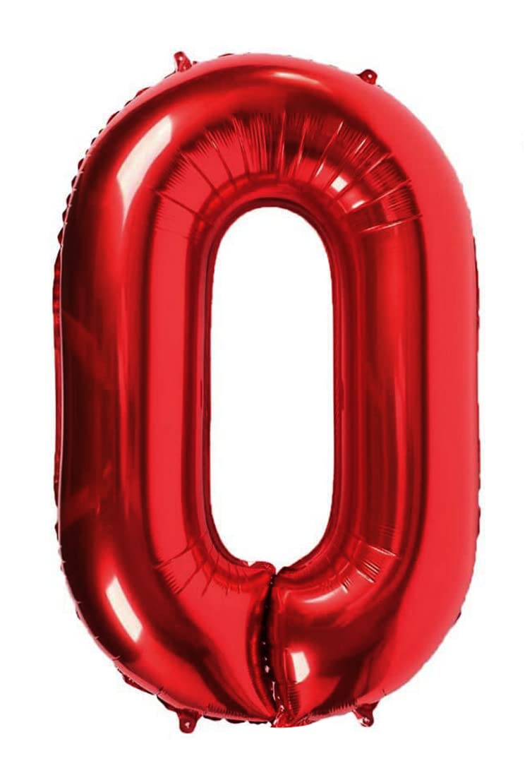 Number Balloon Red 100 cm Giant Mylar Balloon Large Ideal for Parties Suitable for Helium – Number 0