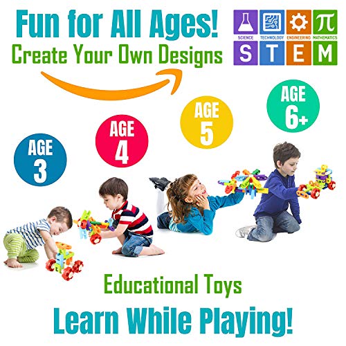 MEIGO STEM Toys - Toddlers Educational Construction Engineering Building Blocks Set Best Preschool Learning Toy Gift Kit for Kids 3 4 5 6 7 8 Year Old Boys Girls (118pcs)