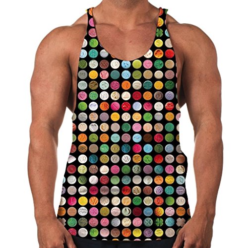 Rich In Paradise XTC Extacy Pills E Drug Rave Gym Racer Back Mens Muscle Vest