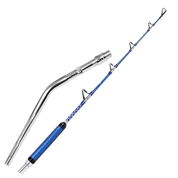 FIBLINK BENT BUTT FISHING ROD 2-PIECE SALTWATER OFFSHORE TROLLING ROD (5’6″-50-80LBS CONVENTIONAL GUIDES)