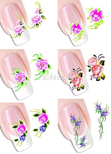 Water Decals Nail Art 6 sheets 144 pcs Water Transfer Stickers Nail Sticker set #022 Nail Sticker Tattoo - FashionDancing