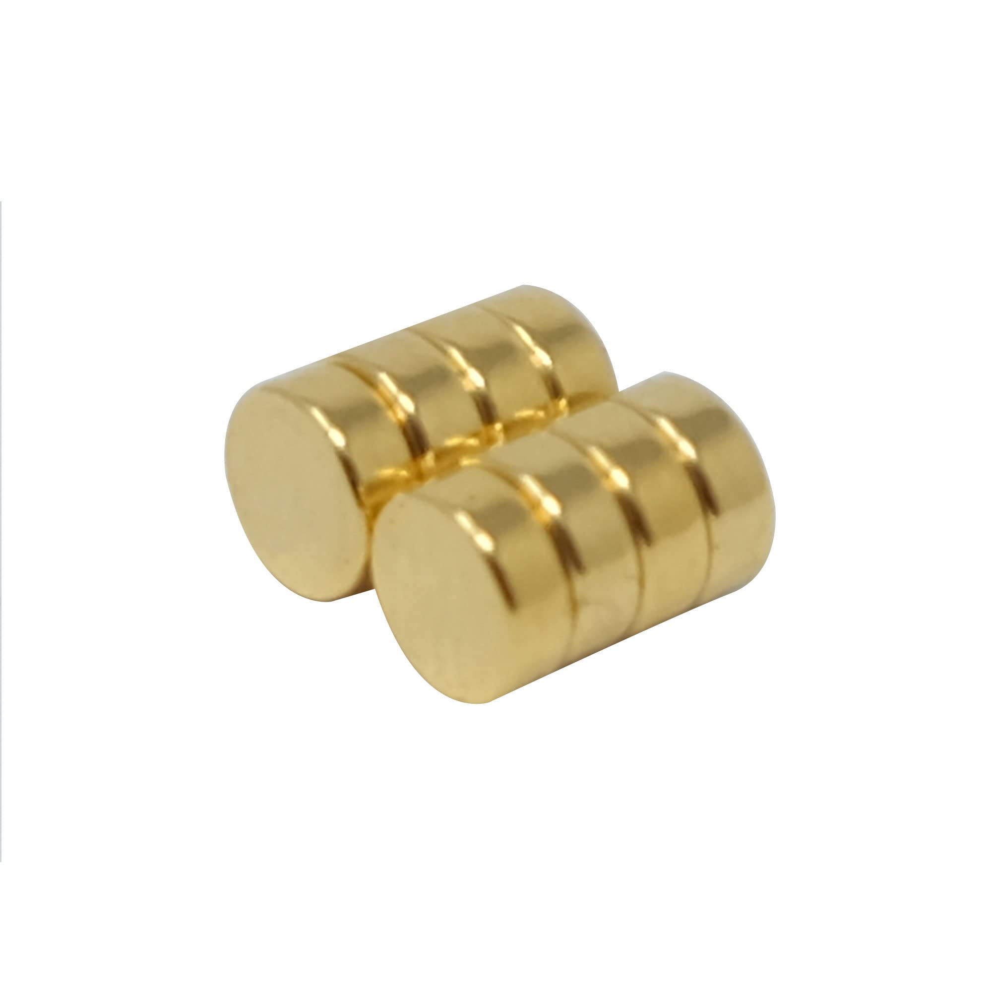 Gold Plated Magnet - Dimple On North Face - 4mm dia x 1.5mm thick - 0.36kg Pull - Pack of 10
