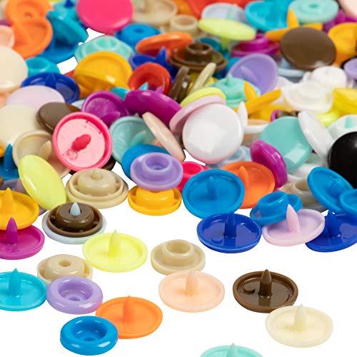 Snap Fastener Kit - 408 Sets of T5 Plastic Snap Buttons with Snap Pliers and Installation Tools for Craft, 24 Assorted Colors, 1/2 Inch Cap Diameter