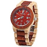 BigBen W109B Wood Men Watch Luminous Pointer Wooden Band Date Wristwatch