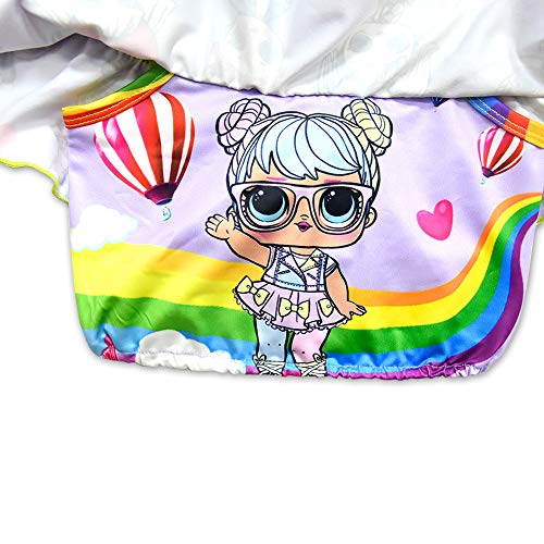 Rohero Toddler Baby Girls Swimsuits Two Piece Doll Print Ruffle Swimwear Bathing Suit for Doll Surprised (120cm/ 4-5Y, Rainbow Purple)