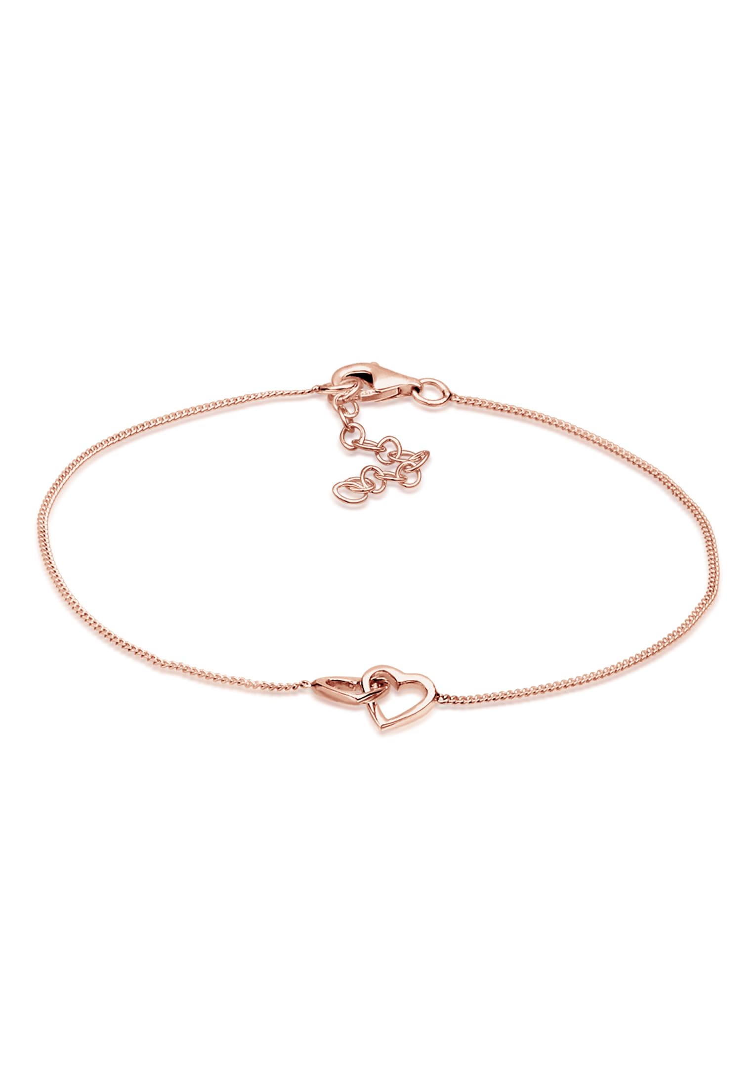 Elli Women's 925 Sterling Silver Gold Plated Xilion Cut Heart Bracelet of Length 18 cm — image 1