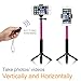 Accmor Rhythm Pro Extendable Handheld Monopod with Mini Tripod Stand and Bluetooth Remote Shutter for iOS & Android Smartphones, Digital and POV Cameras - Rose Red