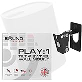 Sound Bass Play 1 Wall Mount Black, Compatible with Sonos Play:1 Only, Adjustable Swivel & Tilt Mechanism, Mounting Bracket Includes All Fixings