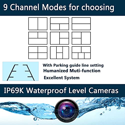 10.1-Inch Wireless Backup Camera System With 128GB DVR - 3 Split Screen For RVs & Trucks