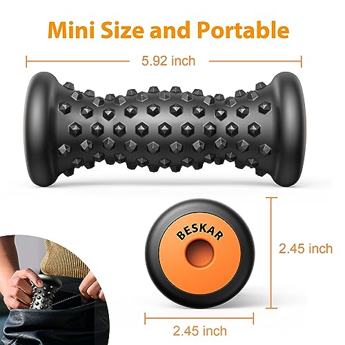 BESKAR Foot Massage Roller for Plantar Fasciitis Relief, Portable Foot Roller to Deep Tissue Muscle Massage, Foot Arch and Heel Pain, Foot Trigger Point Therapy Reflexology Tool