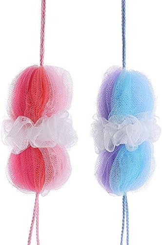FaSoLa Bath Shower Sponge Mesh Pouf，2 Pack (colour mixture)