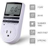 Electrical Outlet Timer - 7 Days Plug-in Timer Switch Outlet with 3-Prong for Air Conditioner, Lights, Applicance Timer with Large LCD Display Plug Outlet Timer 120V Outlet Timer Daily/Weekly Schedule