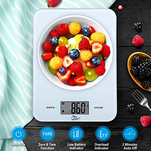 Uten Digital Kitchen Food Scale with Back-Lit LCD Display, Tempered Glass Surface Touch Screen, Battery Included