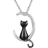 XIUDA Cat Ash Necklace Urn Necklace for Ashes Moon Cremation Necklace Memorial Cremation Jewelry for Pet Ashes
