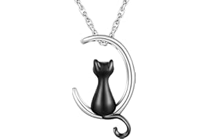 XIUDA Cat Ash Necklace Urn Necklace for Ashes Moon Cremation Necklace Memorial Cremation Jewelry for Pet Ashes