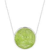 LUSTRE AND LIGHT Natural Rough Shape Peridot Slider Pendant Necklace for Women in Sterling Silver, August Birthstone Jewelry Gifts for Her Birthday, Christmas, Anniversary, Graduation