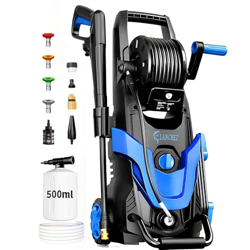 2026 Upgrade Pressure Power Washer 4800PSI w/4 Different Pressure Tips, Inlet Hose & Filter&500ML Soap Tank, High Cleaning Machine for Cars/Fences/Driveways/Patios/Home Cleaning, Blue