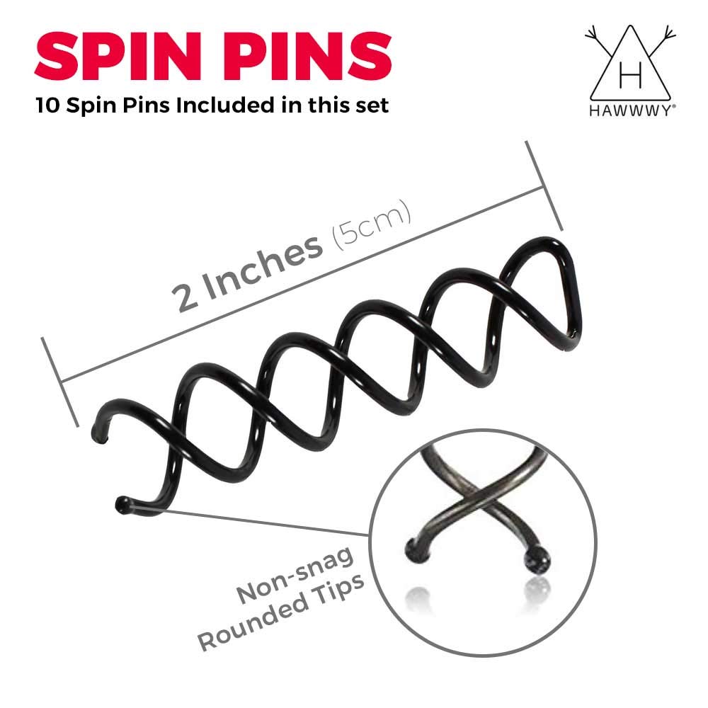 Hawwwy Spiral Bobby Pins 8 Pack Spin Pins, Easy & Fast Bun Maker Twist Hair Pins for Women Kids, Updo Hair Accessories, Messy Bun Tool, Perfect Small Bun Bobbypins Bobbie Fashion (Black 2 Inches) : Beauty