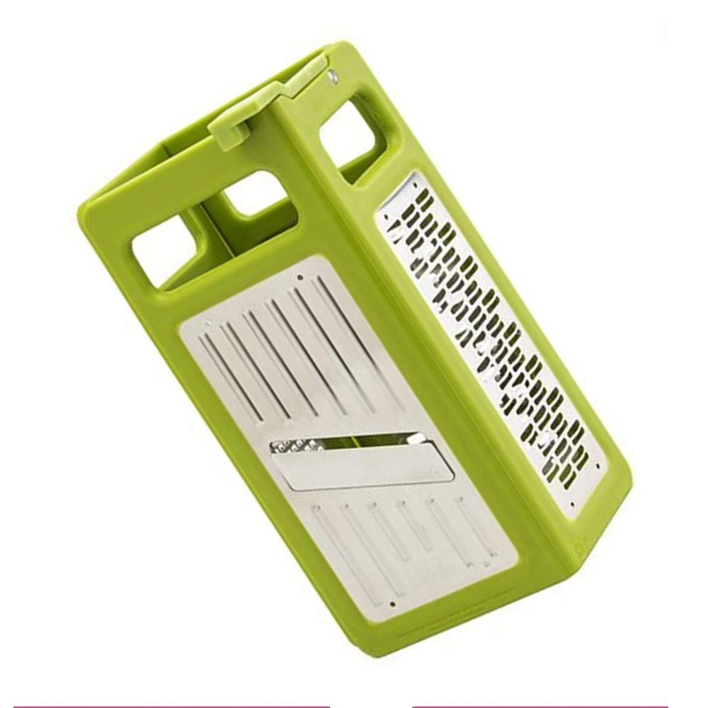 4 Sides Grater Stainless Steel Foldable Shredder Cheese Vegetable Flat Ribbon Fruit Peeler (Green)