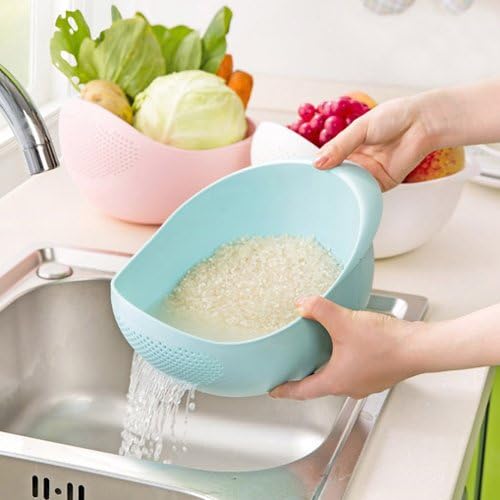 Honest Good Japanese Style Rice Washer & Quinoa Strainer • Eco-Friendly BPA-Free Container with Fine Mesh Colanders Sieve Bowl • Japan Kitchen Good for Cleaning Veggie, Fruit and Pasta • Blue