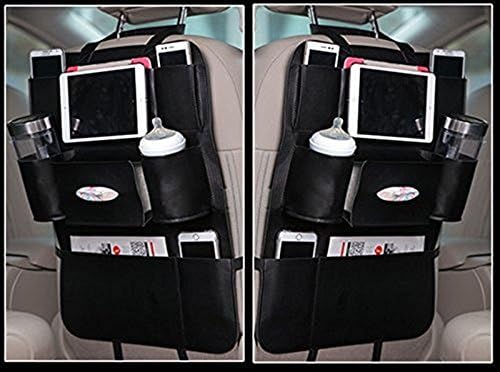 2PC Car Back Seat Organizer,DEWEL Multi-Pocket Back Seat Storage Bag Back Seat Protector Travel Accessories (Black)