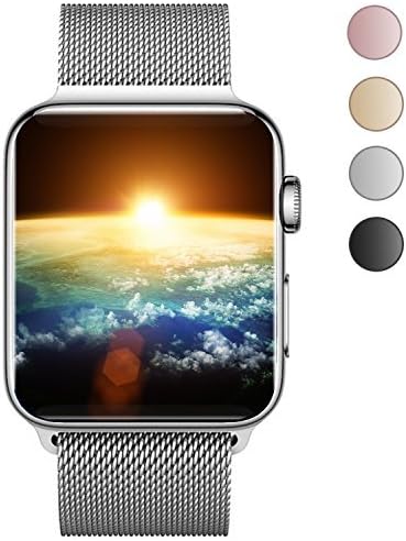 QJQBMAI Apple Watch Band 38MM Milanese Stainless Steel Bracelet Strap for Apple iWatch Sport &amp; Edition - Silver