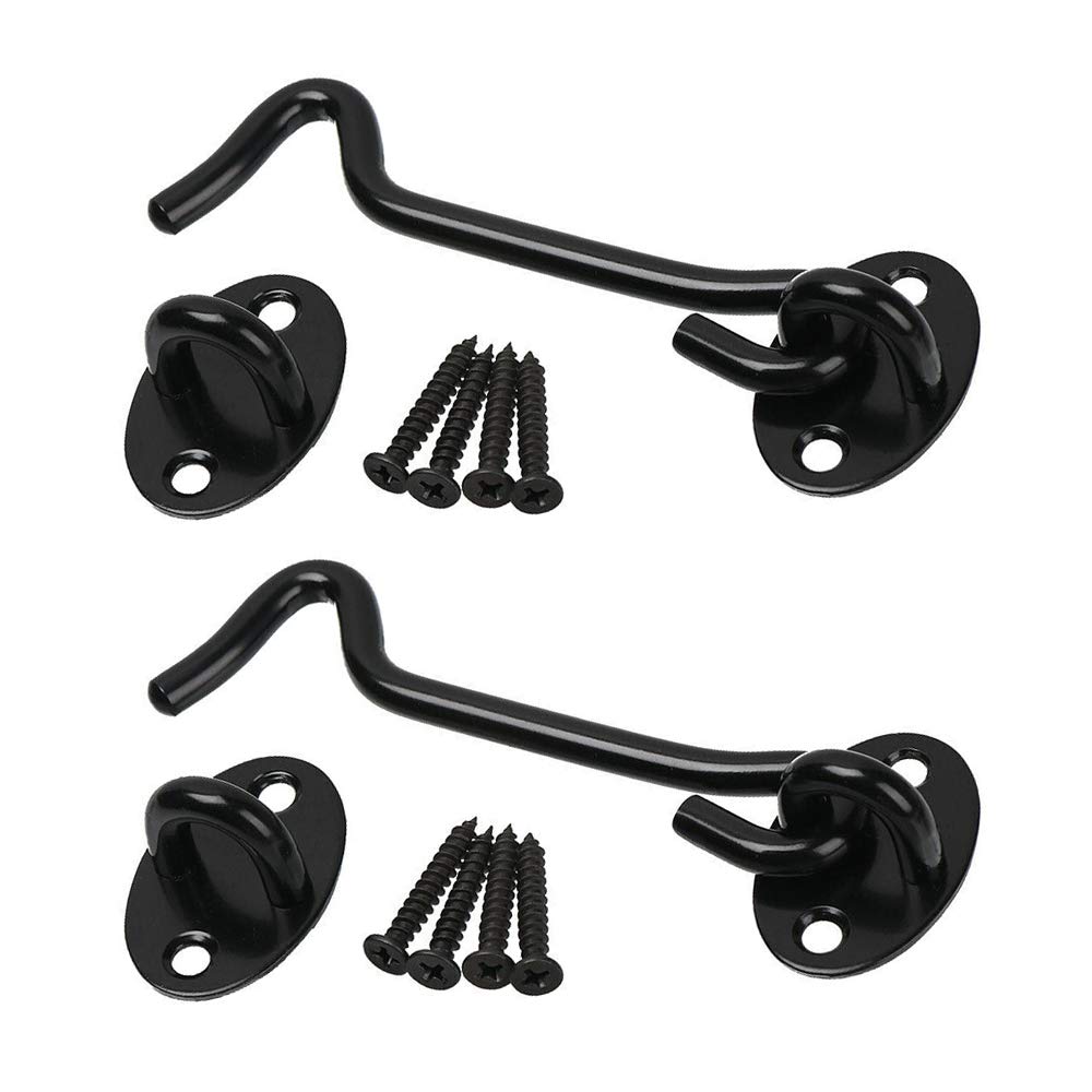 BE-TOOL Cabin Hooks, 2pcs Gate Hook and Eye Swivel Latch for Holding Open Shed Doors,Cabinet Doors and Windows(6")