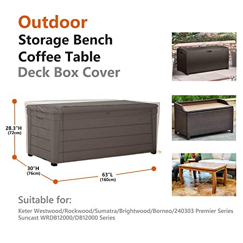 Patio Deck Box Cover, 63x30 Inch Storage Box Cover with Straps and