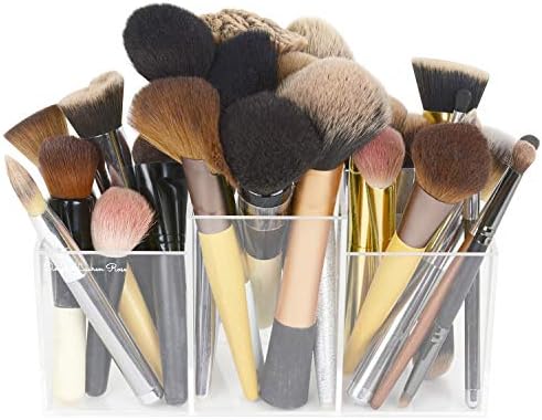 Simply Lauren Rose Make Up Organizers Storage for Brushes, Cosmetics, Hair Accessories & Jewelry | Clear Acrylic Vanity Organizer for Dresser, Bathroom, Bedroom Countertop | Thick
