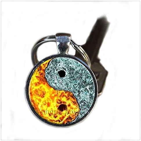 Skyboby Yin Yang keychain jewerly in Water and fire Harmony key ring jewelry