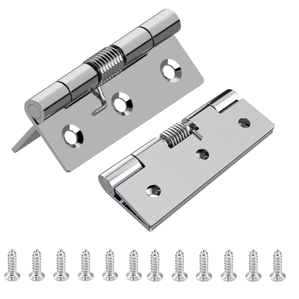 2 Pcs Self-Opening Spring Hinges,304 Stainless Steel Self-Closing Spring Door Hinge, Automatic Closing Hinges for Invisible Doors,Closing Spring Hinge (4 Inch)