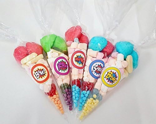 20 x Pre Filled Superhero Theme Sweet Cones 50 grams by MunchieMoosKids
