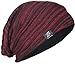 FORBUSITE Mens Slouchy Long Beanie Knit Cap for Summer Winter, Oversize Striped Claret with Black