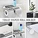 GEMITTO Toilet Paper Holder, SUS304 Stainless Steel Double Roll Bathroom Paper Tissue Holder Mobile Phone Storage Shelf, Toilet Paper Dispenser with Shelf Wall Mounted