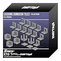 EnderToys Locking Dungeon Tiles - Pillar Room, Terrain Scenery Tabletop 28mm Miniatures Role Playing Game, 3D Printed Paintable