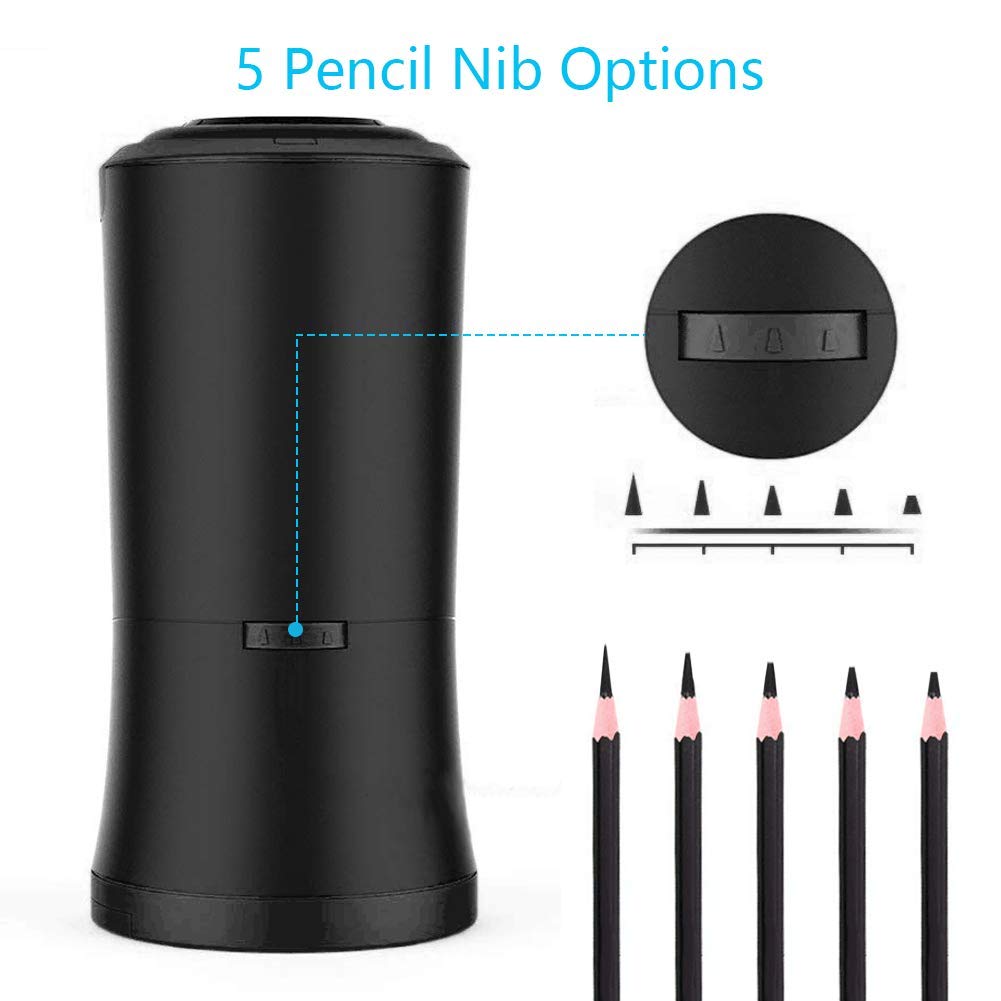 AFMAT Rechargeable Long Point Pencil Sharpener, 2 Holes, Fast Sharpen & Auto Stop, 8-17mm Super Long Point, Artist Pencil Sharpener for 6-9.6mm Large Pencil, Charcoal/Drawing/Sketching/Colored Pencils