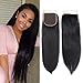 Brazilian Virgin Straight Human Hair Lace Closure 100% Unprocessed Human Hair 4x4 Transparent Lace Closure Free Part Natural Black Color(22inch)