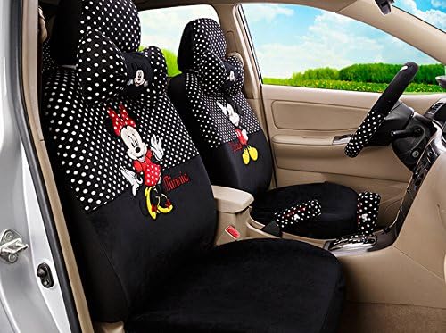 18pcs 1 Set high-Grade Universal Cartoon Soft Plush car seat Cover Seating Full car Covers fit Five Seats Car Black dot