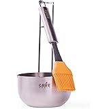 Cave Tools Basting Brush and Sauce Pot, Stainless Steel Handle and Silicone Bristles with Pour Spout