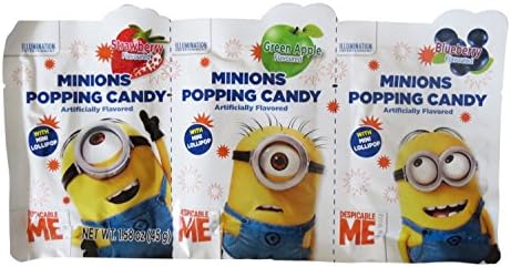 Despicable Me Minion Popping Candy w/Lollipop, 1.58 Oz (Pack of 24)
