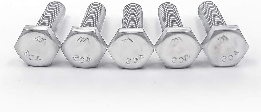 1/4-20 x 1" Hex Head Bolts Screws, 304 Stainless Steel 18-8, Fully Threaded, Hexagon Head Cap Bolts Screws, Coarse Thread UNC, 25 PCS