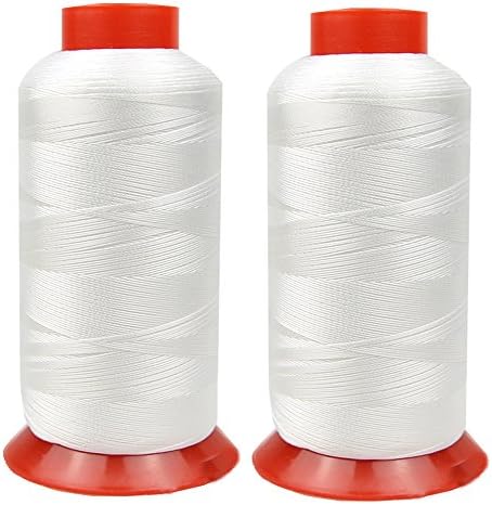 Polyester Sewing Thread High Strength Heavy Duty UV Resistant Outdoor Thread #69 T70 Size 210D/3Ply for Upholstery Embroidery Serging 3000Yards Pack of 2 (White)
