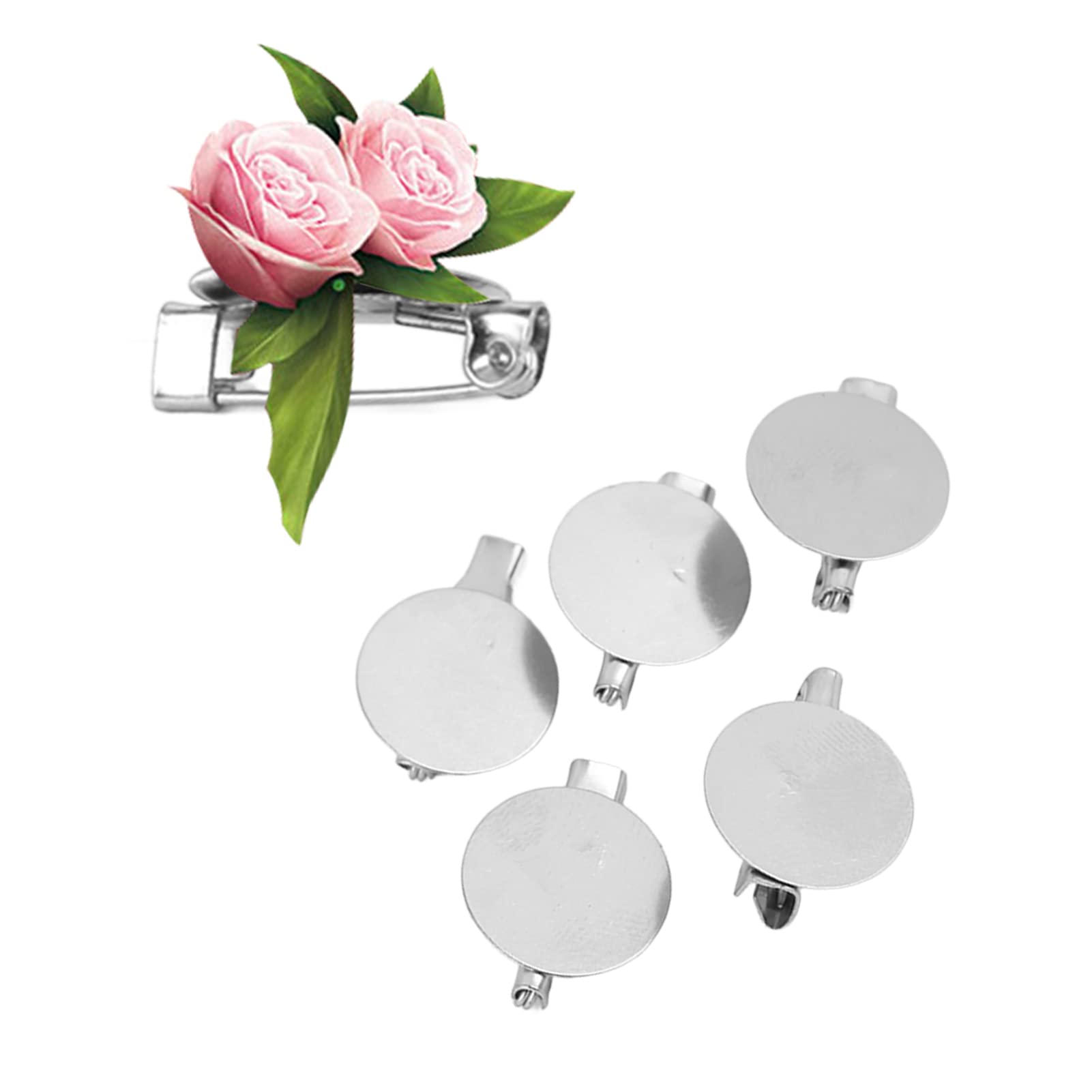 100pcs Brooch Clasps Pin Trays,Metal Brooch Clasps Pin Disk Base Disc Blank Thicken Cabochon Trays,Simple Design Blank Button Badge for DIY Jewelry Craft Making(20mm)